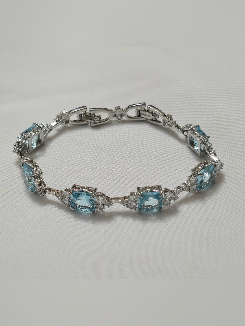 Swarovski Sparkling Bracelet – Aqua Crystals, Rhodium Plated